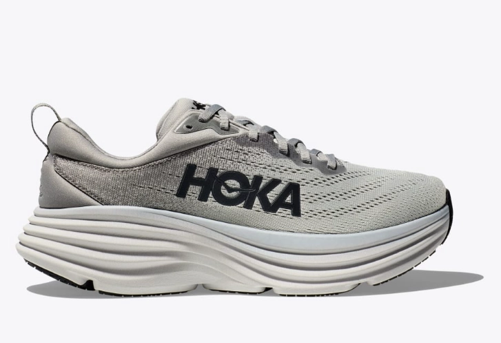 Hoka One One Men's Bondi 8 Sneakers Sharkskin/Harbor Mist Quick Motion Ventilated Perforations