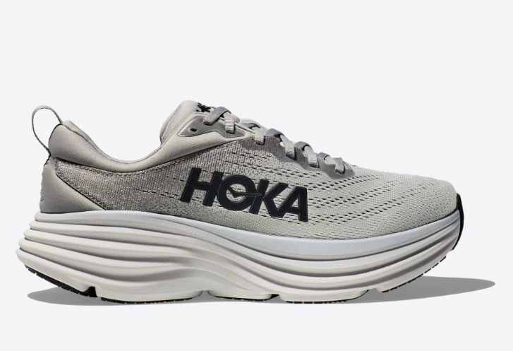 Hoka One One Men's Bondi 8 Sneakers Sharkskin/Harbor Mist RubberSole Fresh Airflow