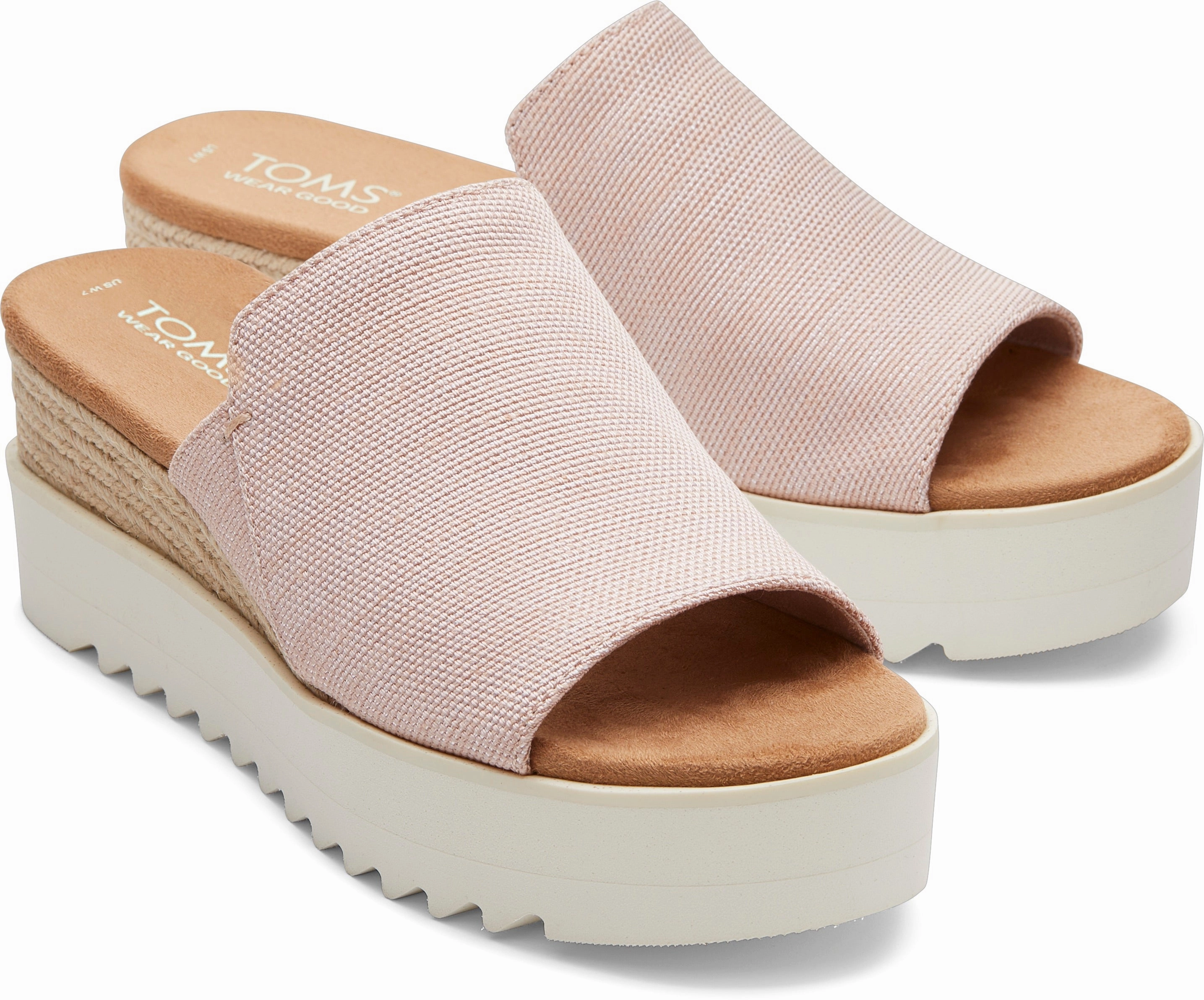 Daily Slip On Easy Walking Fit Diana Mule Sandal - Ballet Pink Canvas