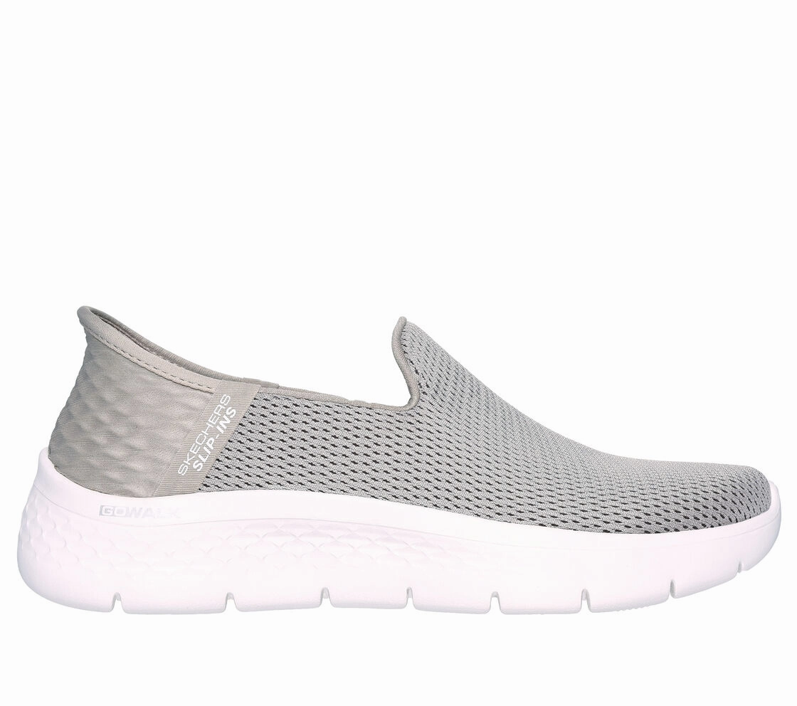No-Slip Grip Jump Friendly Skechers Women's GO WALK Flex-Relish Slip-ins Hands Free Light Gray