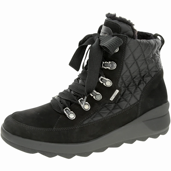 Waldlaufer Women's Valley H-Jasmin Boot Black Nubuck Multi Lace-Up Design