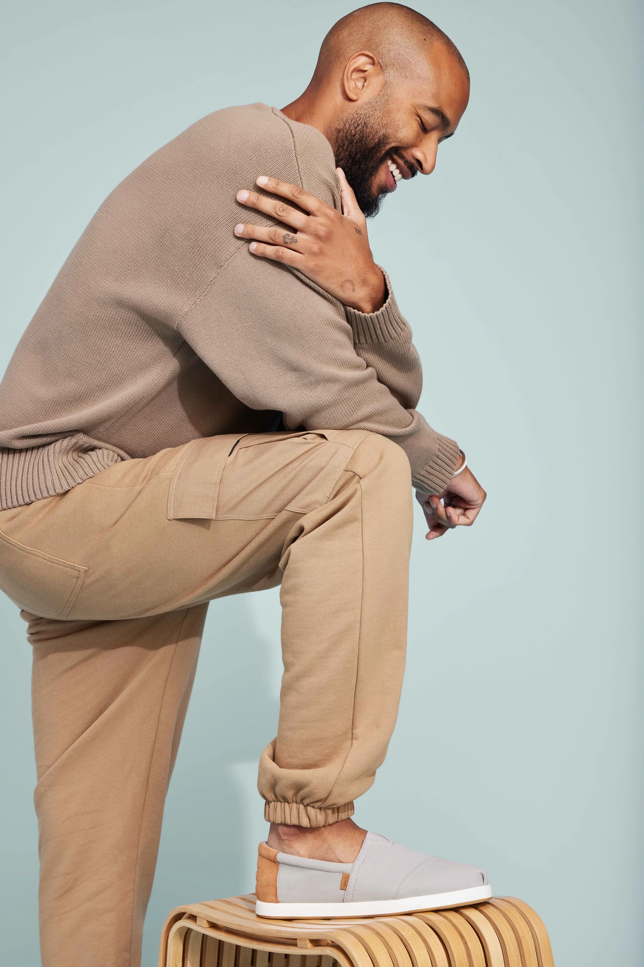 Step Ease No Fuss Alpargata FWD  - Drizzle Grey Brushed Twill/Tan Suede