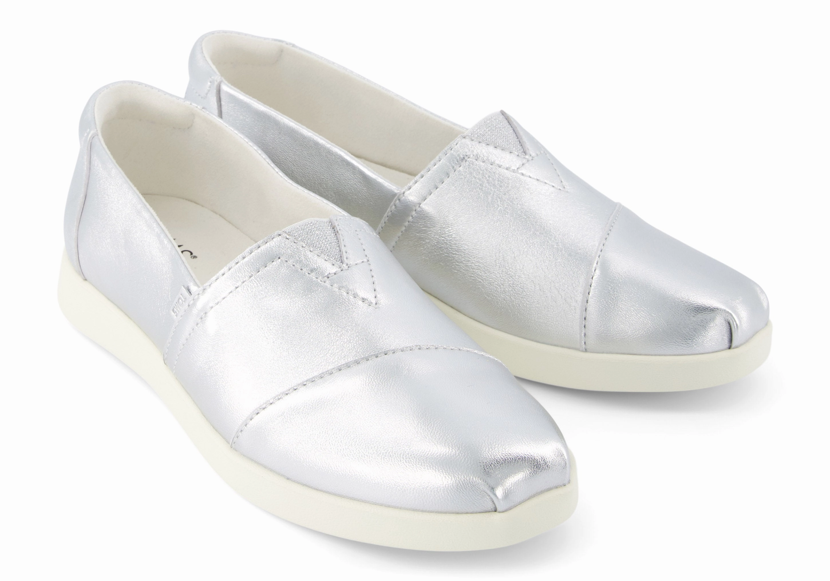 Alpargata Plus - Silver Metallic Leather Foot Freedom Slip Easy Slip On Shoes