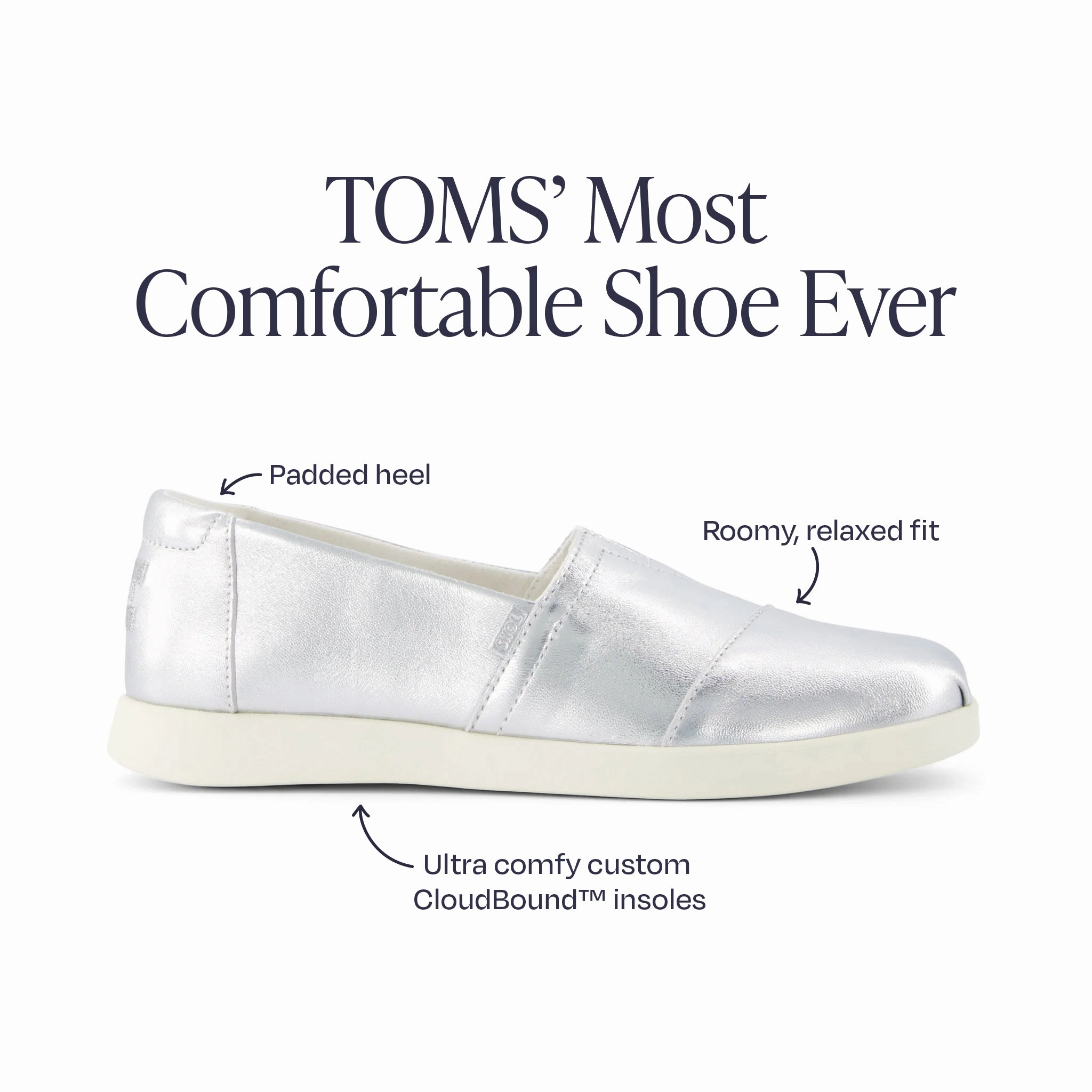 Alpargata Plus - Silver Metallic Leather Quick Shoes Comfy Walking Shoes