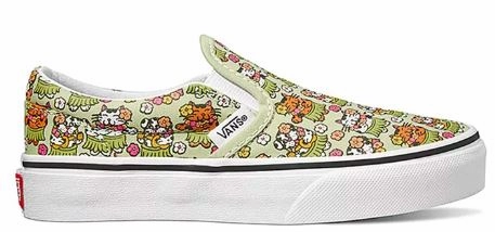 Athletic kids' gear Stretchable Material Vans Kids Classic Slip-On Aloha Animals White Jade