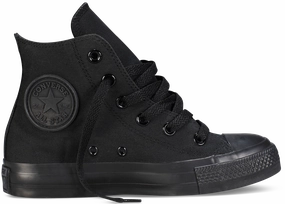 Converse Youth Chuck Taylor All Star Hi Top Black Monochrome Preschool - sized shoes Stretchable Material