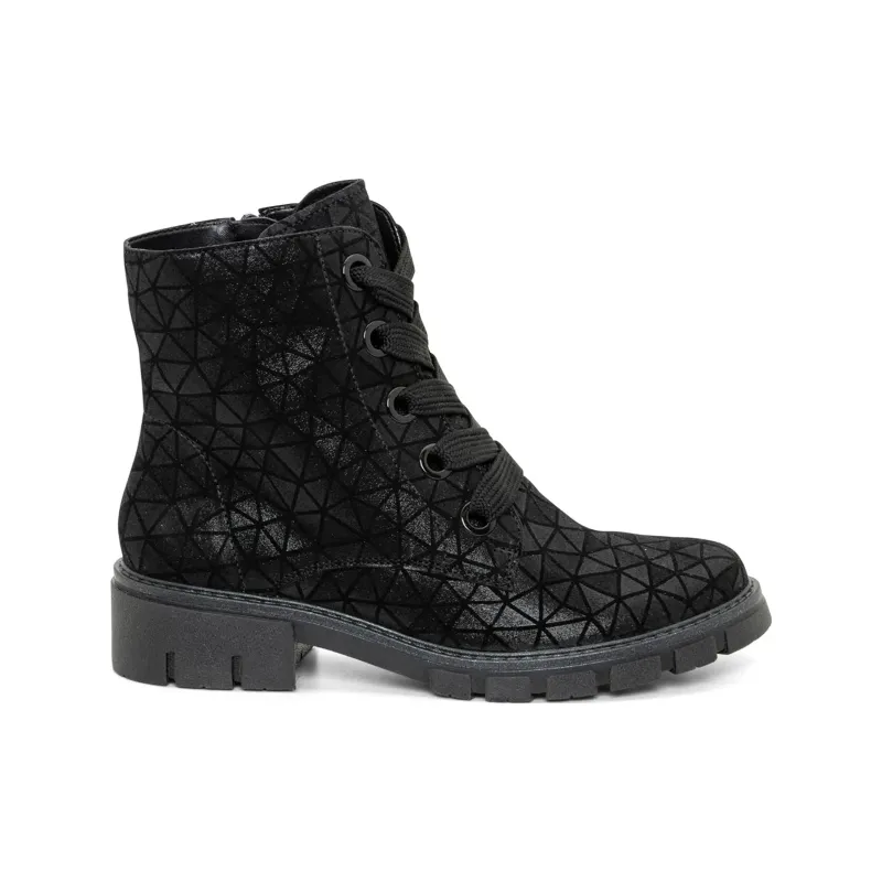Shock absorption Ara Women's Dover Ankle Lace Boots Black Printed Leather
