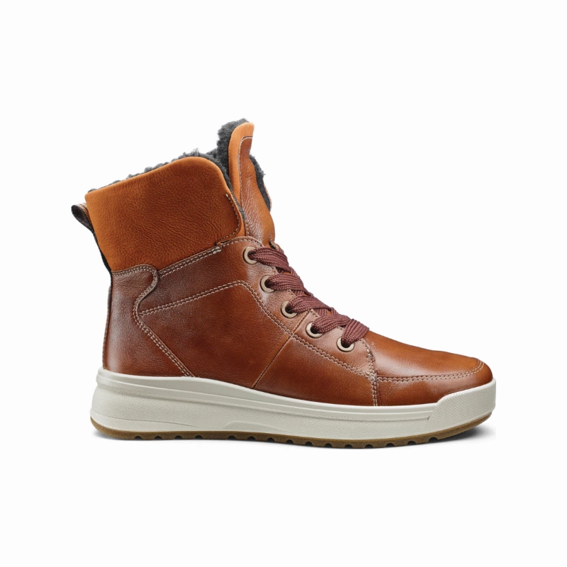 Running Comfort Hard Trail Ara Women's Albany Hydrophobic Lace-Up Zip Boot Cognac Nubuck