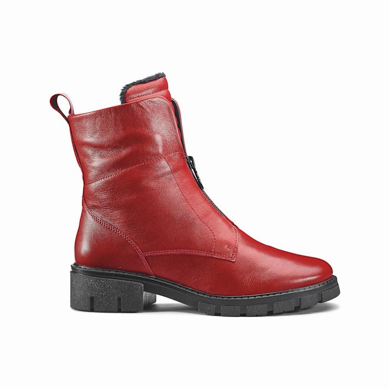 Ara Women's Deon Lug Sole Front & Inside Zip Boot Red Zipper Closure Teen Pick