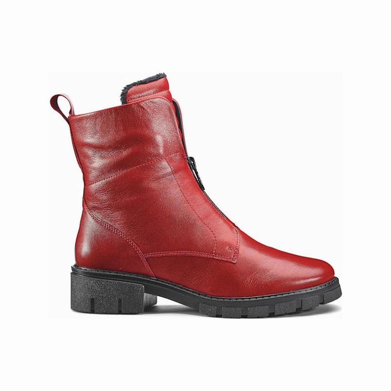 Indoor Use Ara Women's Deon Lug Sole Front & Inside Zip Boot Red