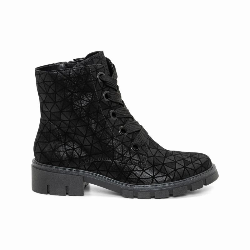 Shock absorption Ara Women's Dover Ankle Lace Boots Black Printed Leather