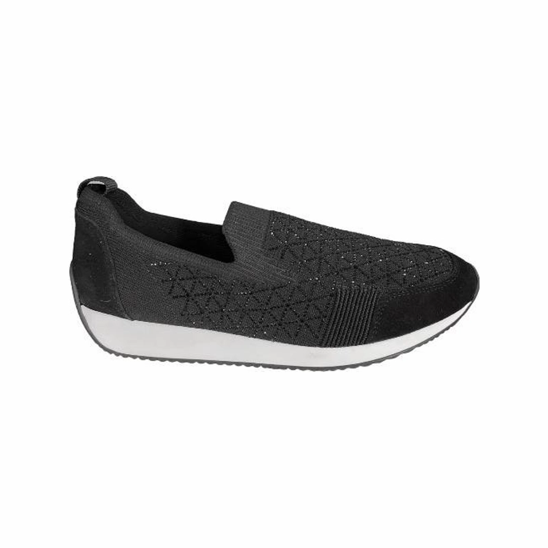 Ara Women's Lissabon Slip-on Shoe Black/ White Compression Resistant Midsole Ventilation Channel Tech