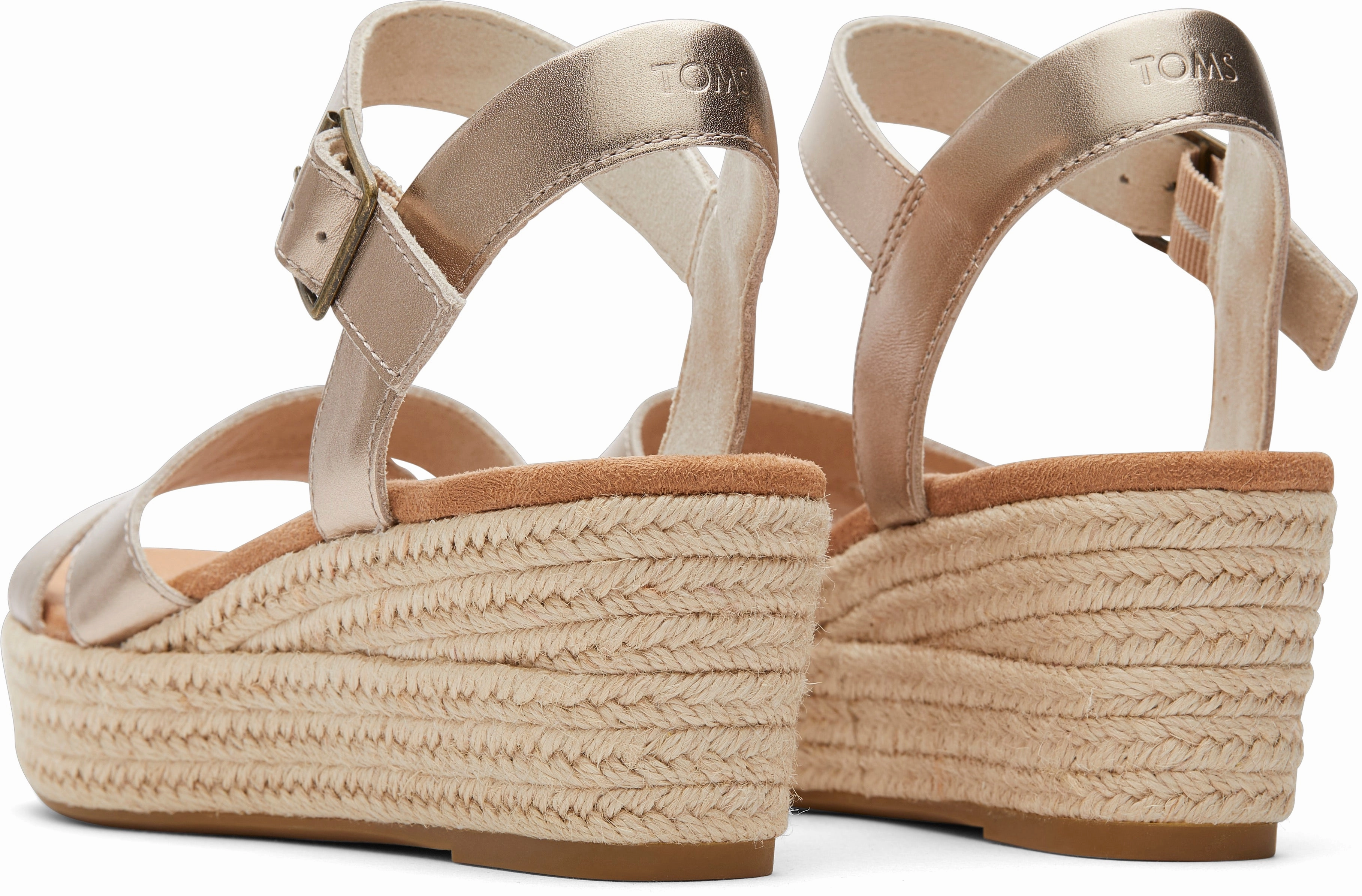 platform sandals Outdoor Flats Audrey Espadrille Sandal - Light Gold Metallic Leather