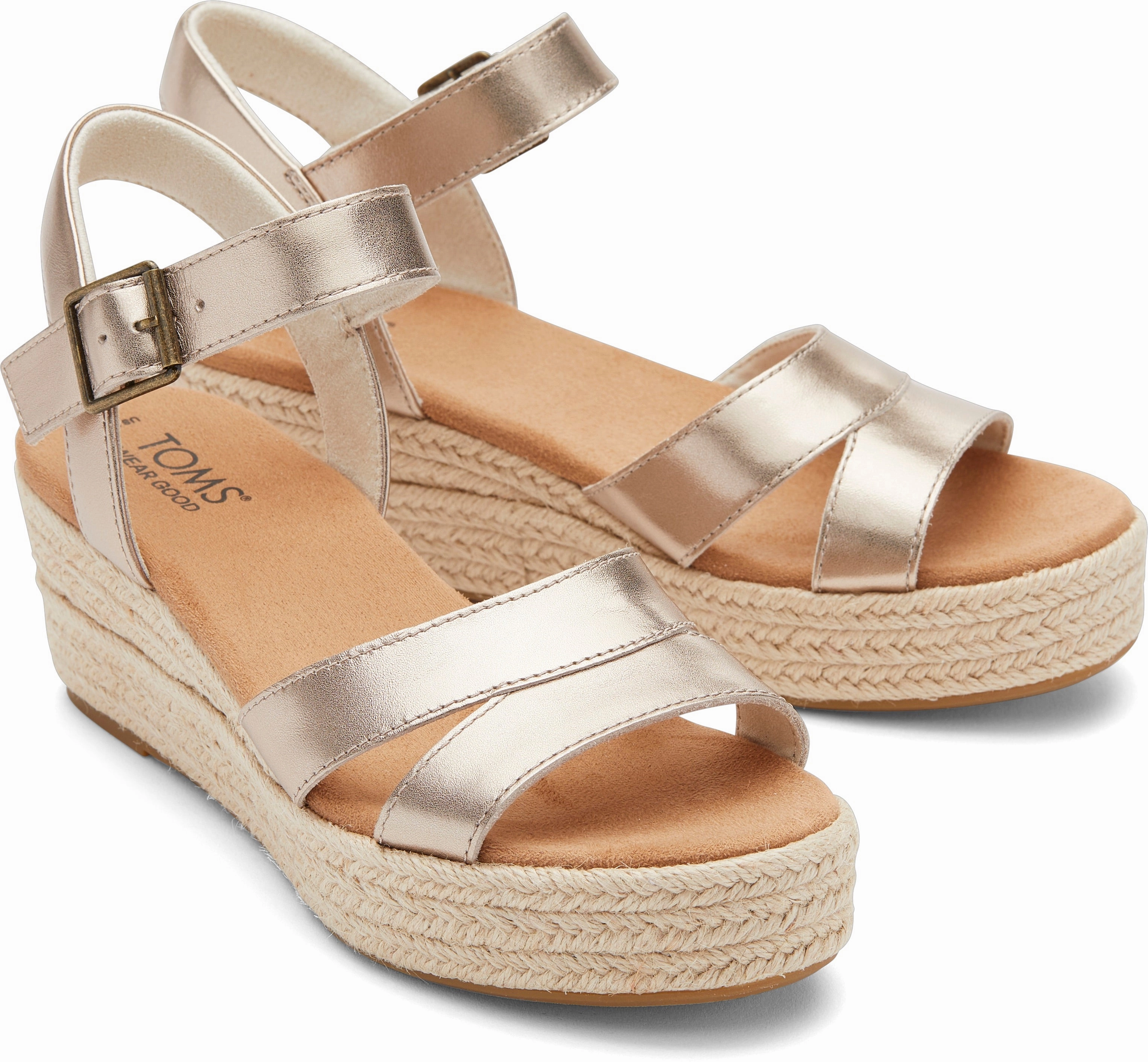 Foot-Friendly Design Audrey Espadrille Sandal - Light Gold Metallic Leather