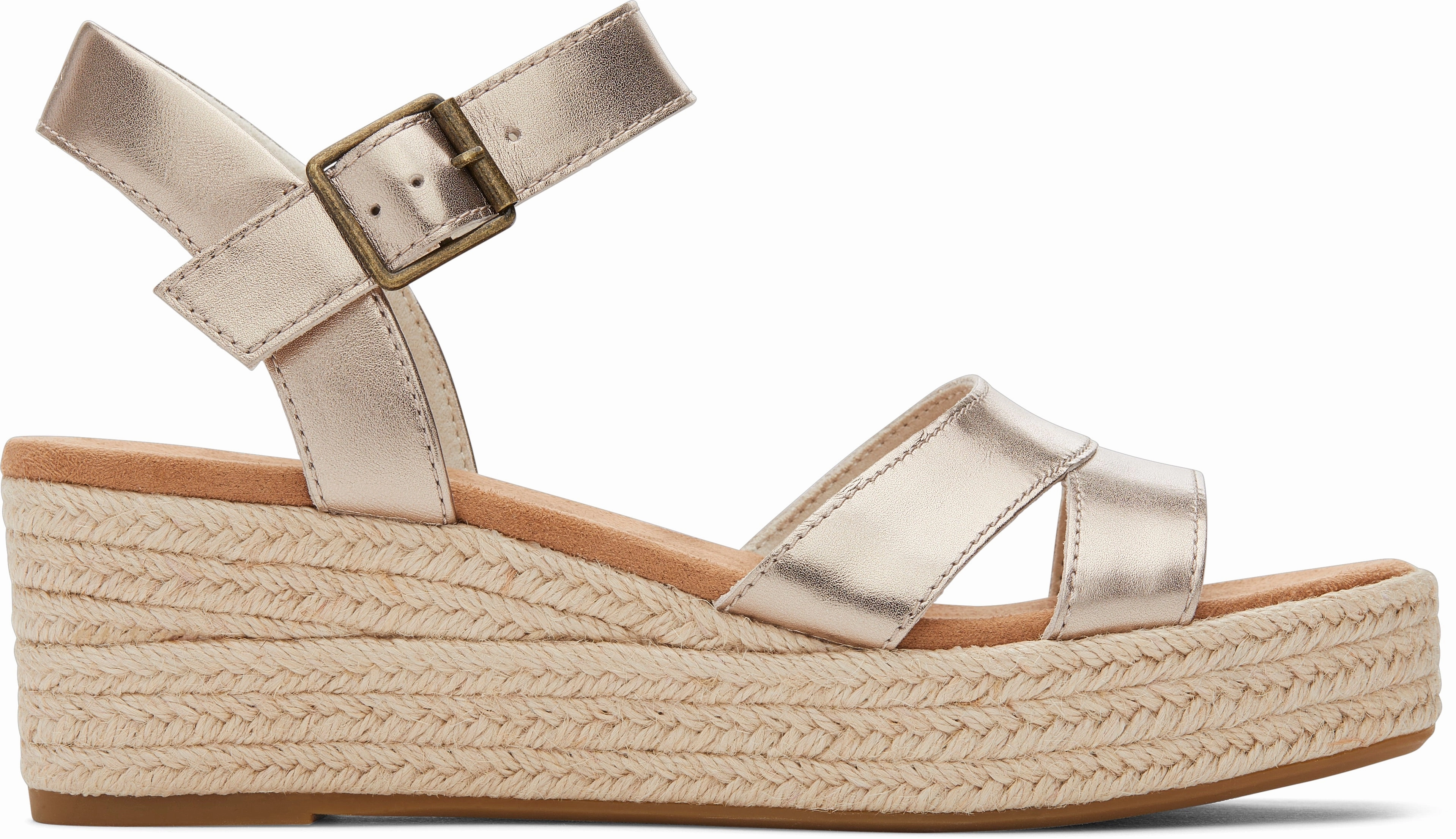 Audrey Espadrille Sandal - Light Gold Metallic Leather slow walk