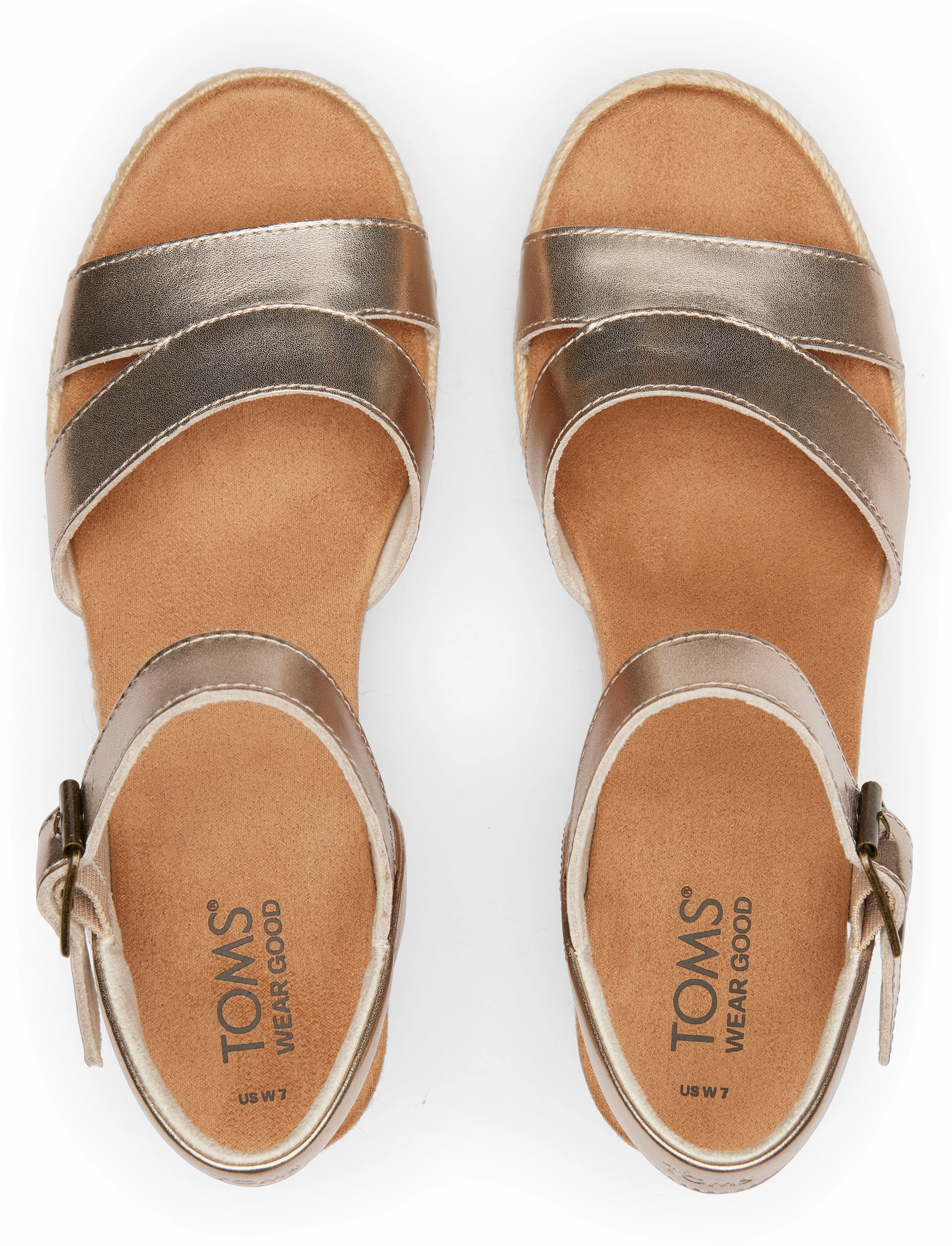 Sturdy Build Arch Fit Audrey Espadrille Sandal - Light Gold Metallic Leather