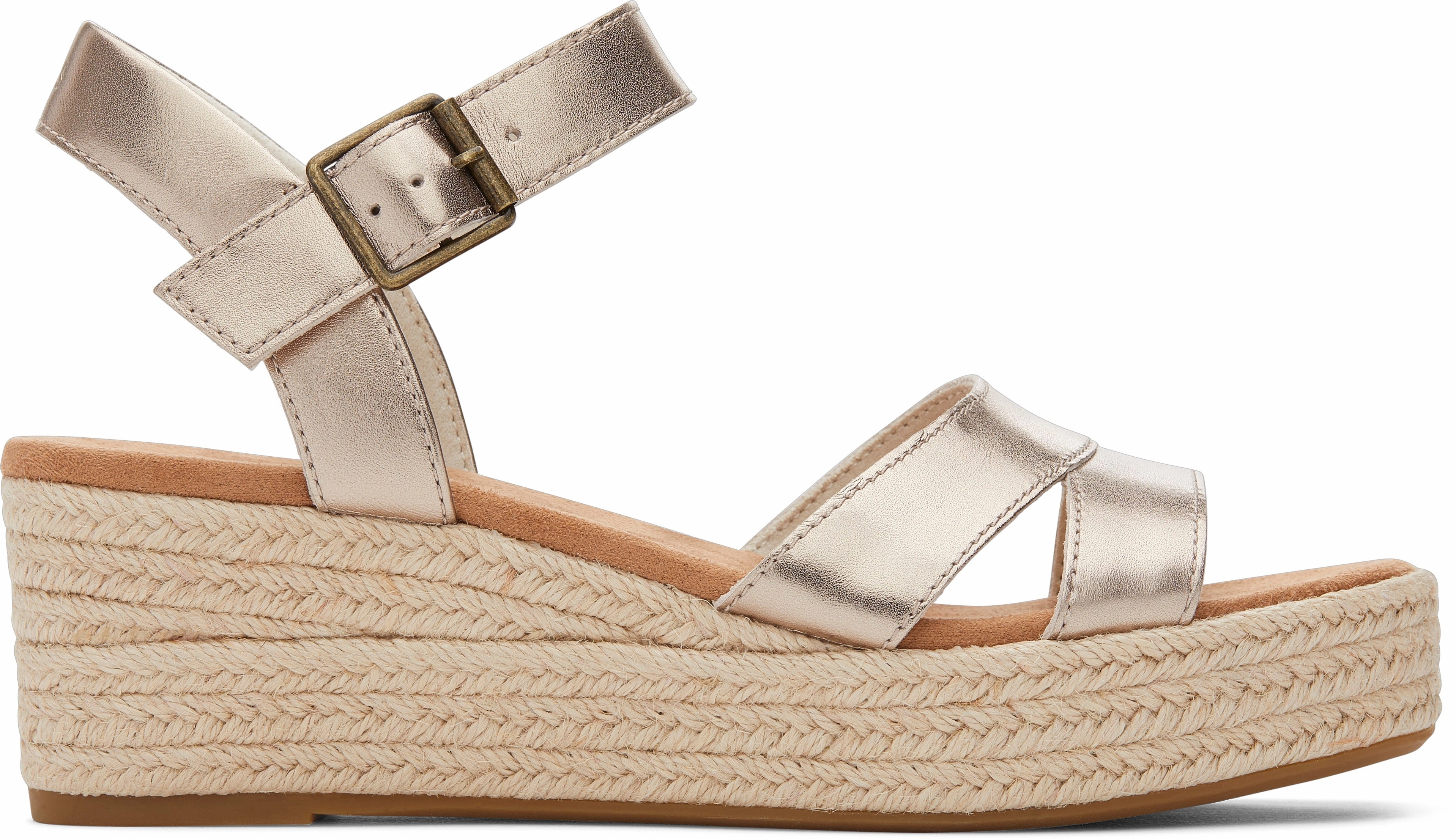 Audrey Espadrille Sandal - Light Gold Metallic Leather slow walk