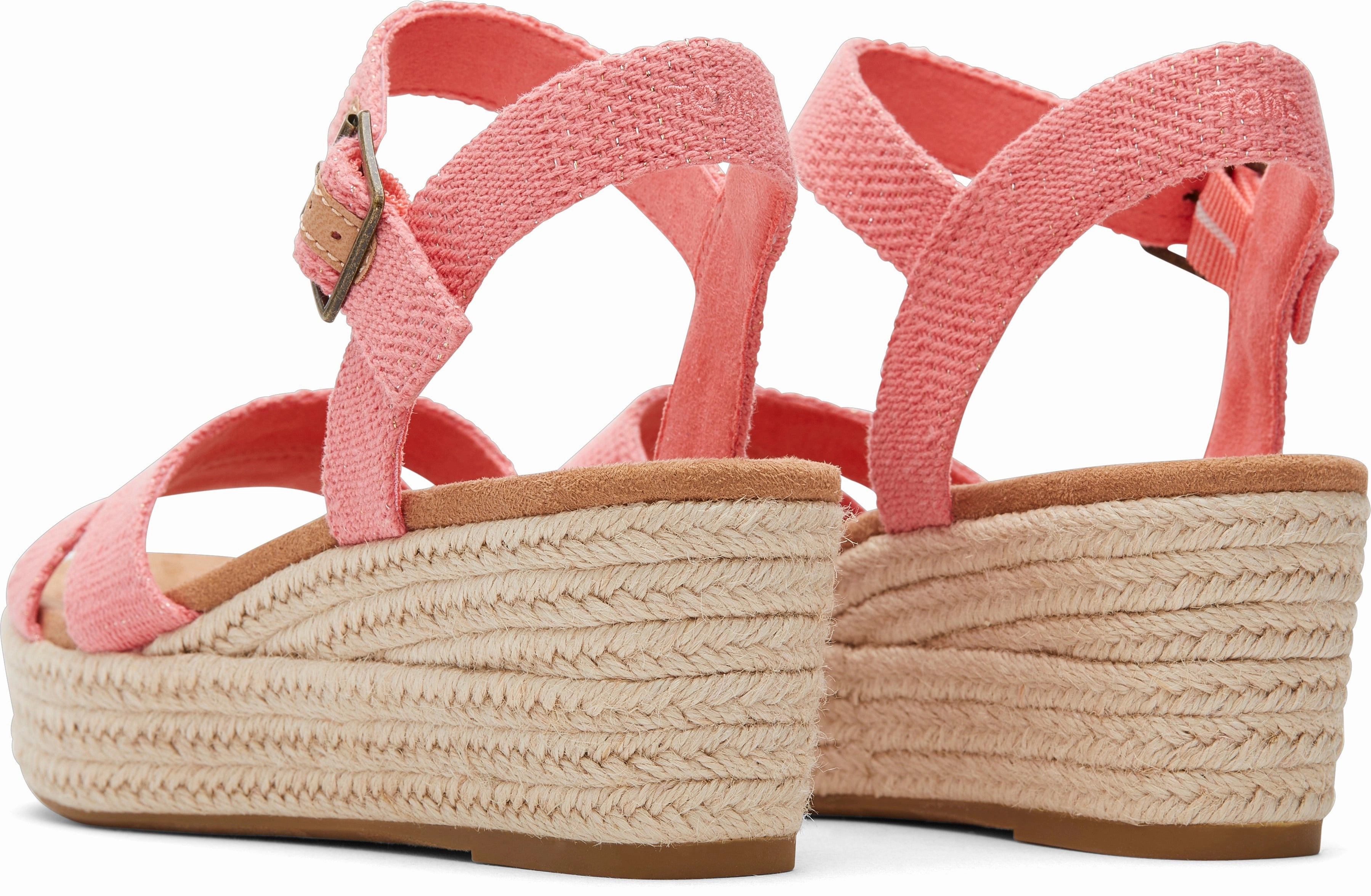 Audrey Espadrille Sandal - Shell Pink Metallic Linen Stripe Corner Style