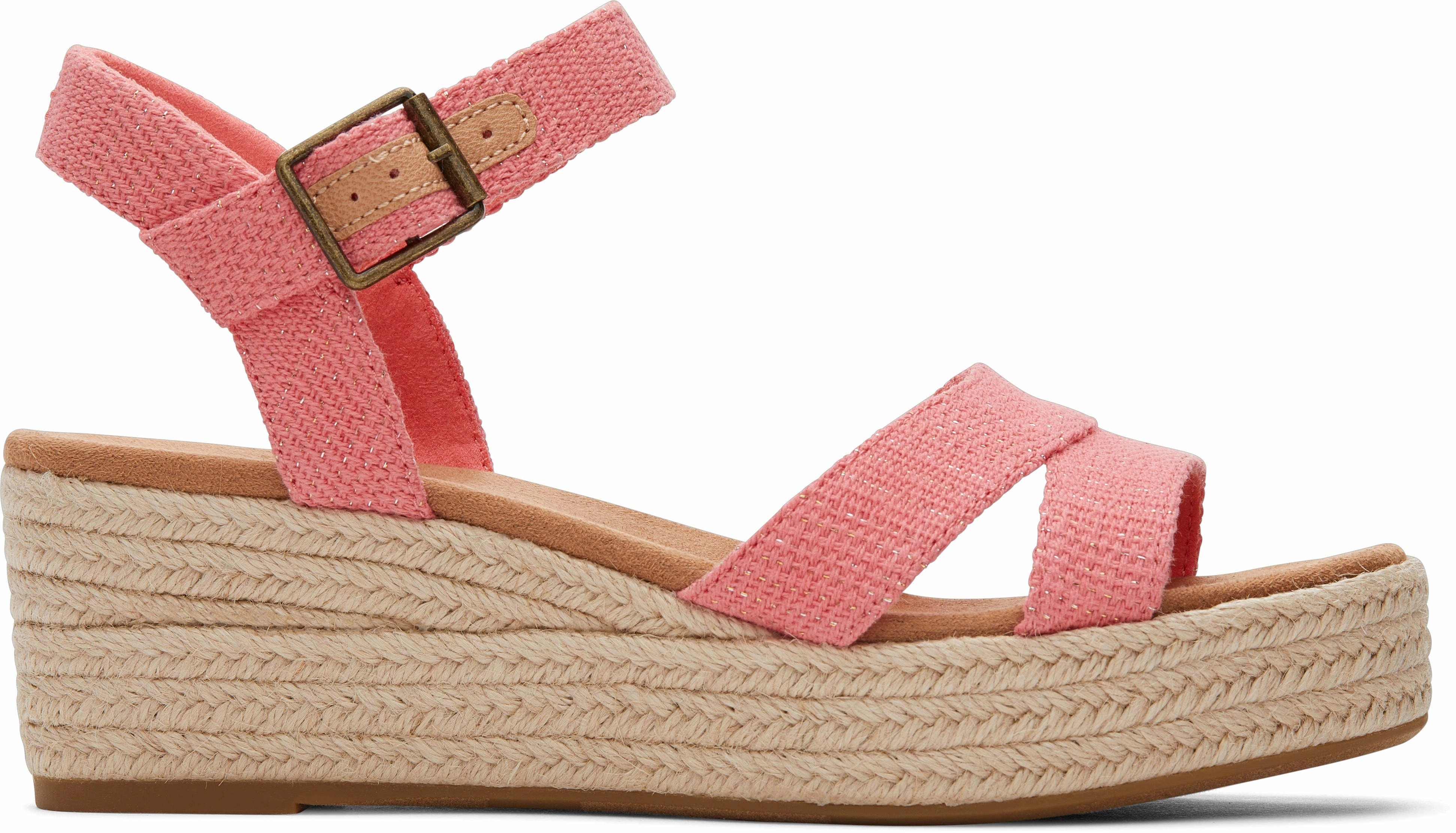 Audrey Espadrille Sandal - Shell Pink Metallic Linen Stripe Gel Soft Style Base