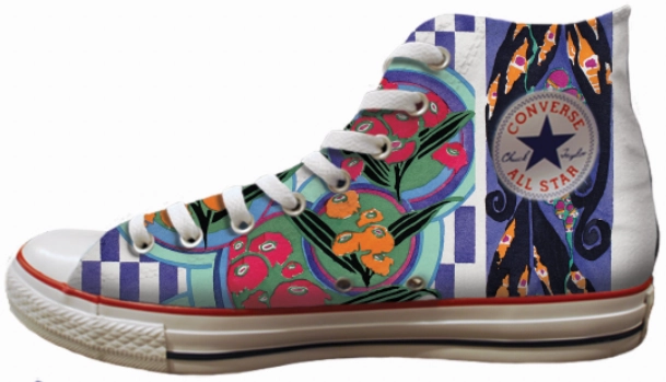 Baggins Original Hi Top Abstract Floral Purple Agile Fit