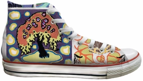 Baggins Original Hi Top Abstract Floral Purple Easy Wear