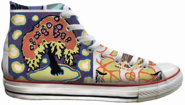 Young Mood Canvas Cool Baggins Original Hi Top Abstract Floral Purple