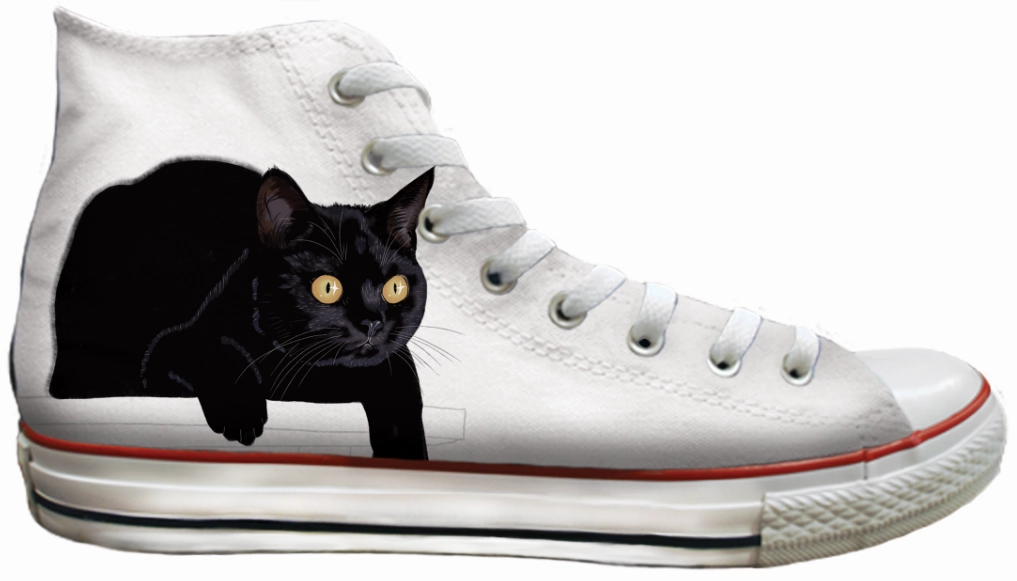 Baggins Original Hi Top Black Shorthair Cat Knitted Warm Neutral Glow