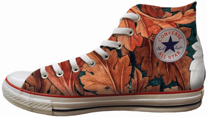 Baggins Original Hi Top Morris Acanthus Leaves Quick Flex Canvas Cool