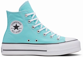 group walk Sole Soft Converse Womens Chuck Taylor All Star Lift Hi Top Triple Cyan/White/Black