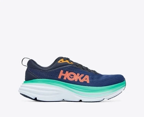 Hypergrip Technology Contrasting Colors Hoka One One Women's Bondi 8 Sneaker Outer Space/Bellwether Blue