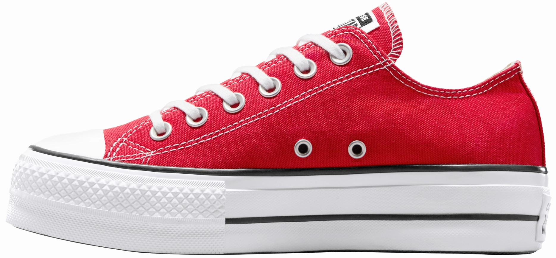 Converse Womens Chuck Taylor All Star Lift Platform Low Top Red/White/Black velcro