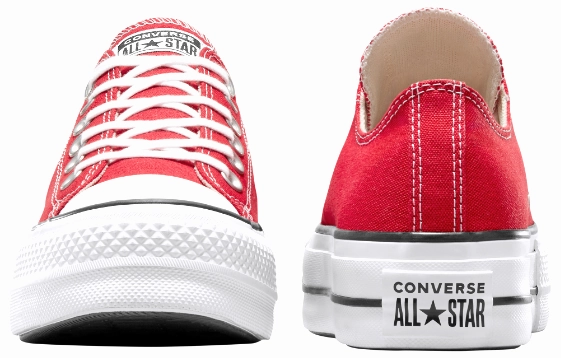 Converse Womens Chuck Taylor All Star Lift Platform Low Top Red/White/Black Heart Glow Wind Safe