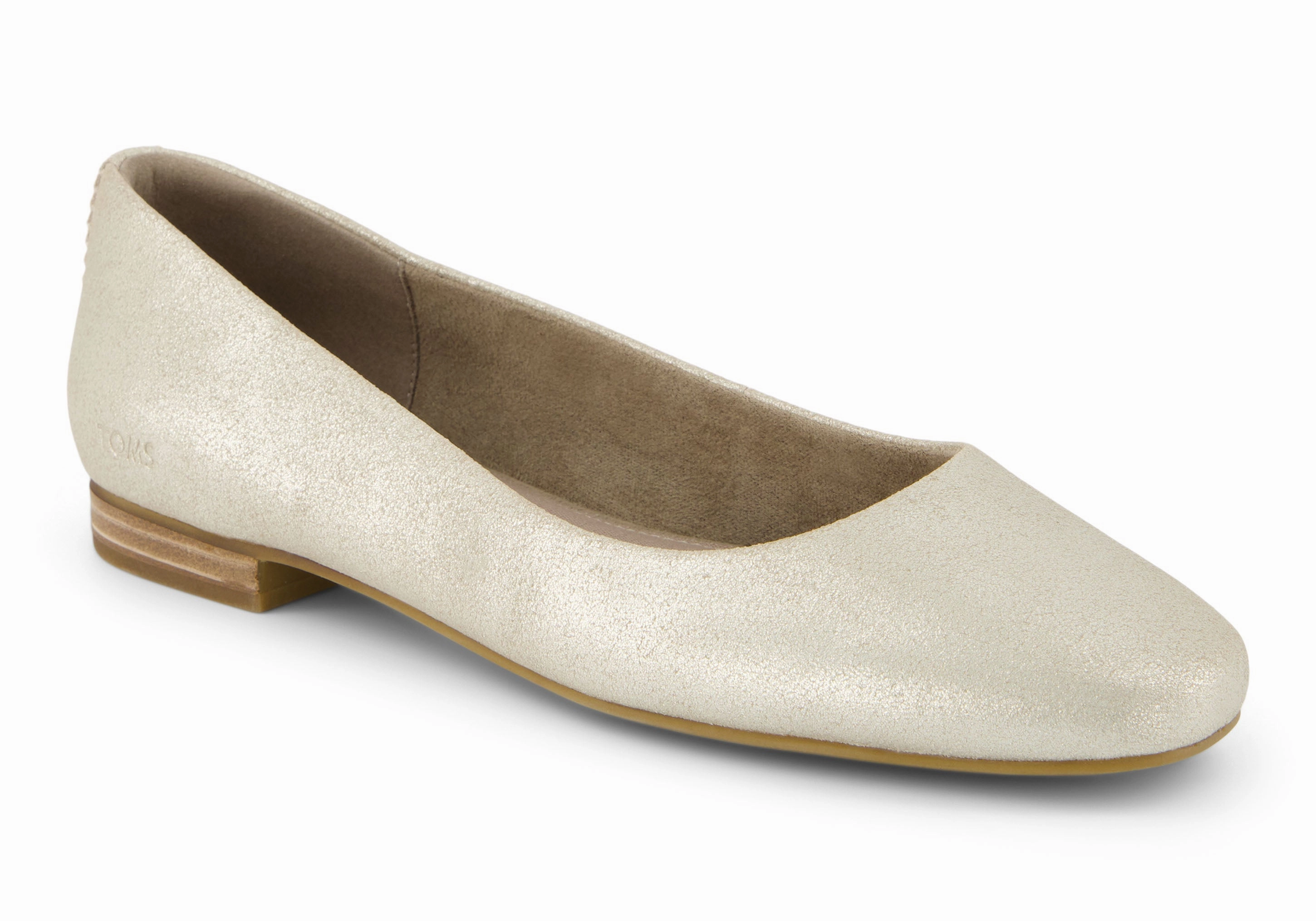 Customizable Slip On Footbed Cushioned Slip On Briella Ballet Flat - Champagne Metallic Suede