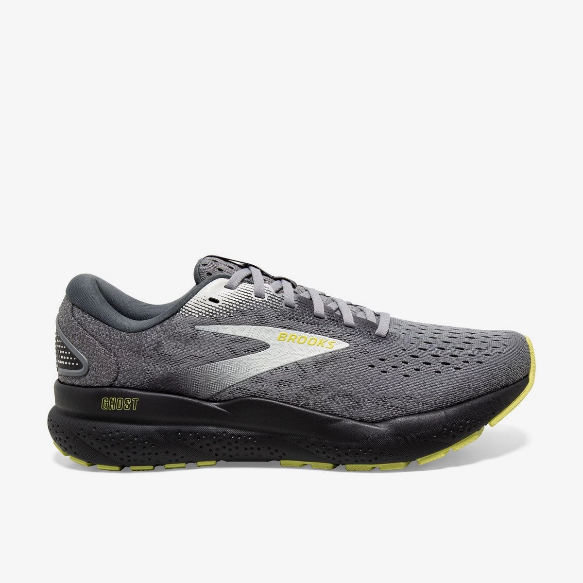 Brooks Men's Ghost 16 Sneaker Primer/Grey/Lime Balanced Zone Eco Friendly Recycled Materials