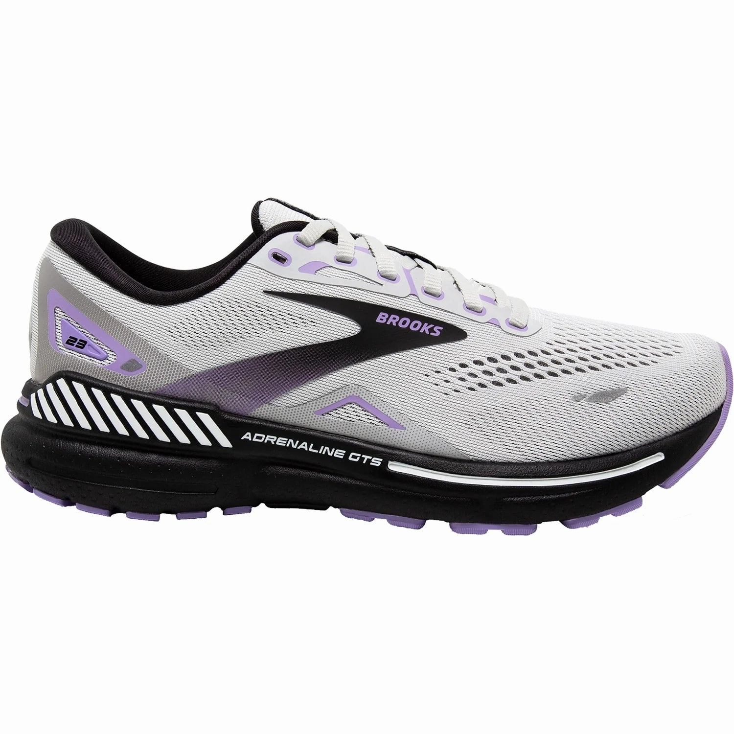 Minimal Comfort Brooks Women's Adrenaline GTS 23 Grey/Black/Purple Mesh