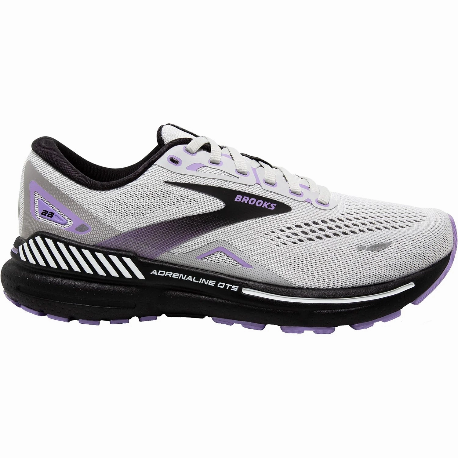 Breathable mesh upper Brooks Women's Adrenaline GTS 23 Grey/Black/Purple Mesh
