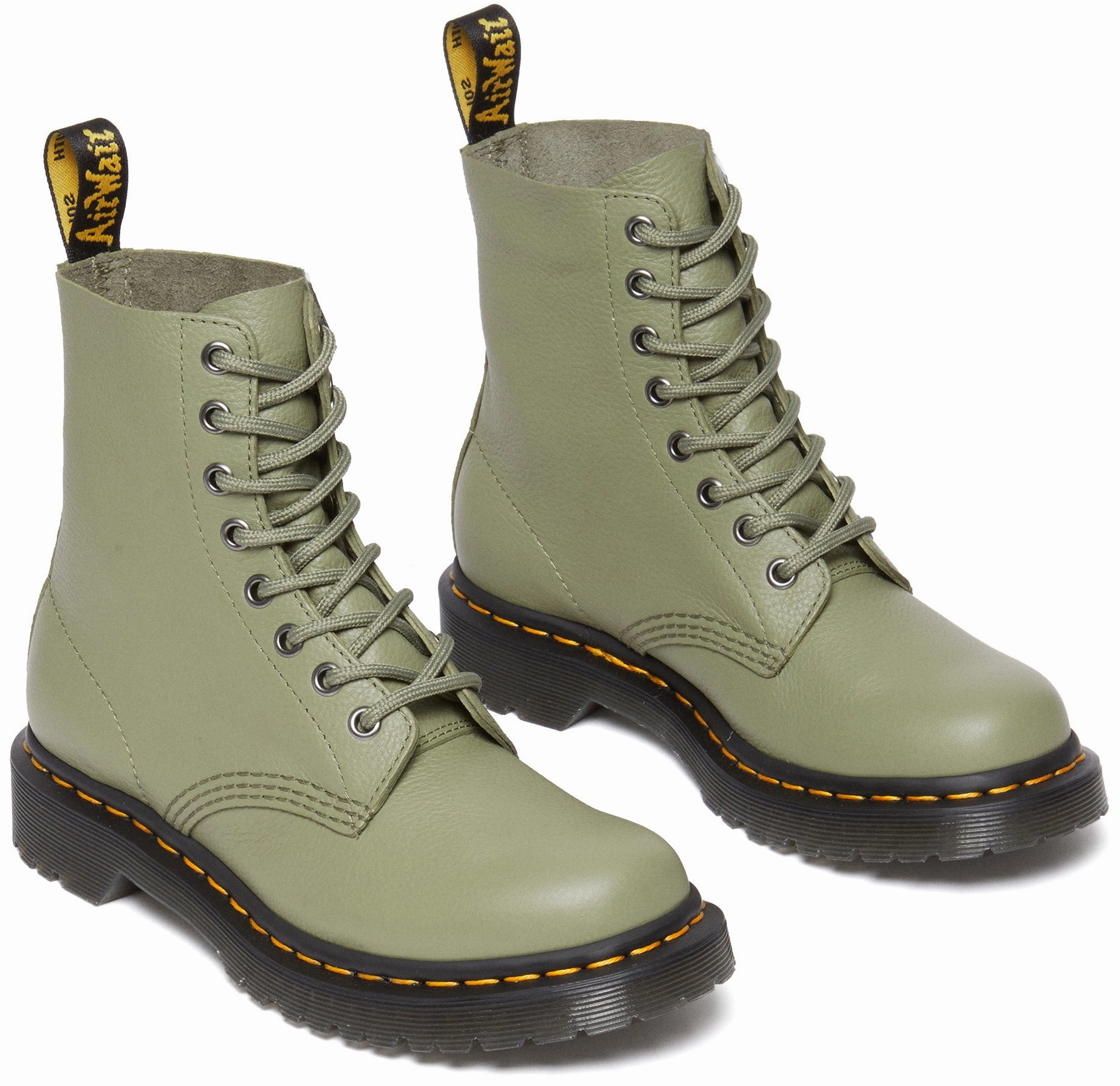 Dr. Martens 1460 Pascal Virginia Muted Olive Reinforced Seams Fashionable Look