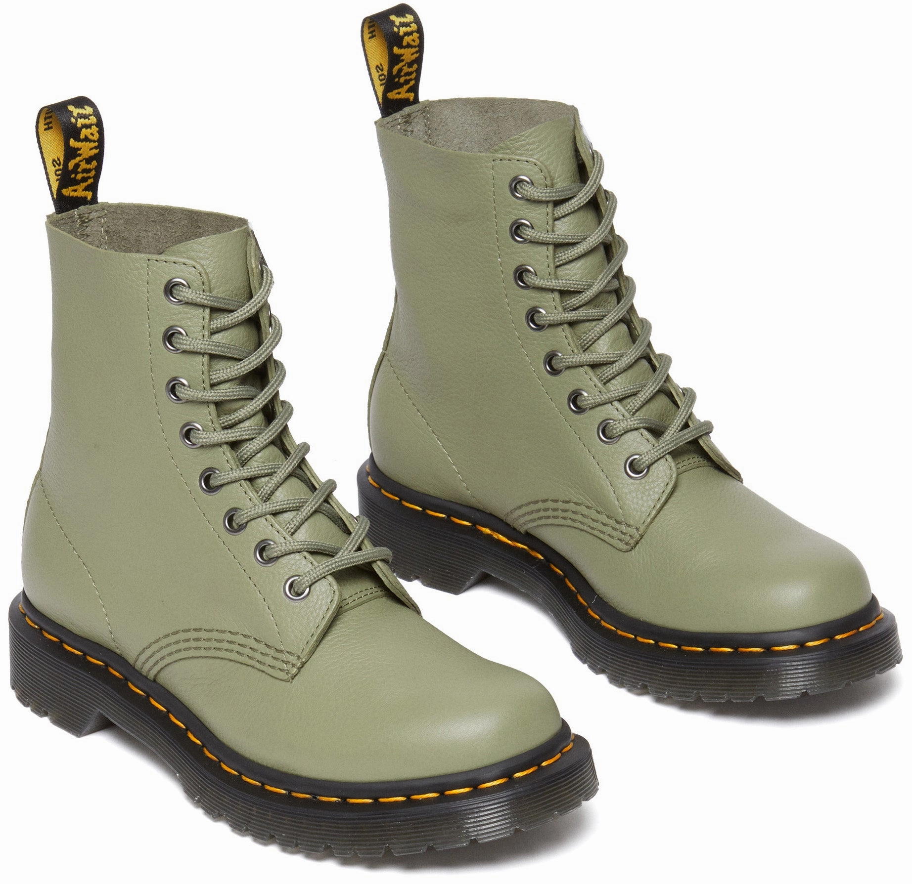 Dr. Martens 1460 Pascal Virginia Muted Olive Reinforced Seams Fashionable Look