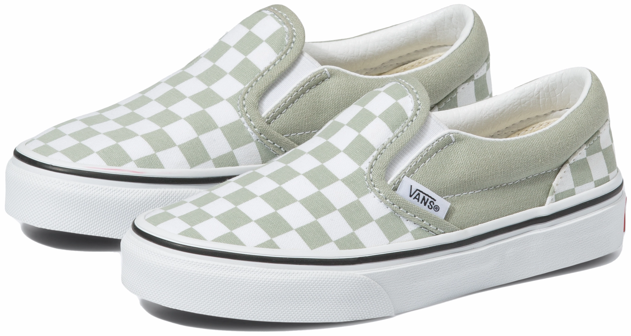 Bold Tone Vans Kids Classic Slip-On Checkerboard Desert Sage