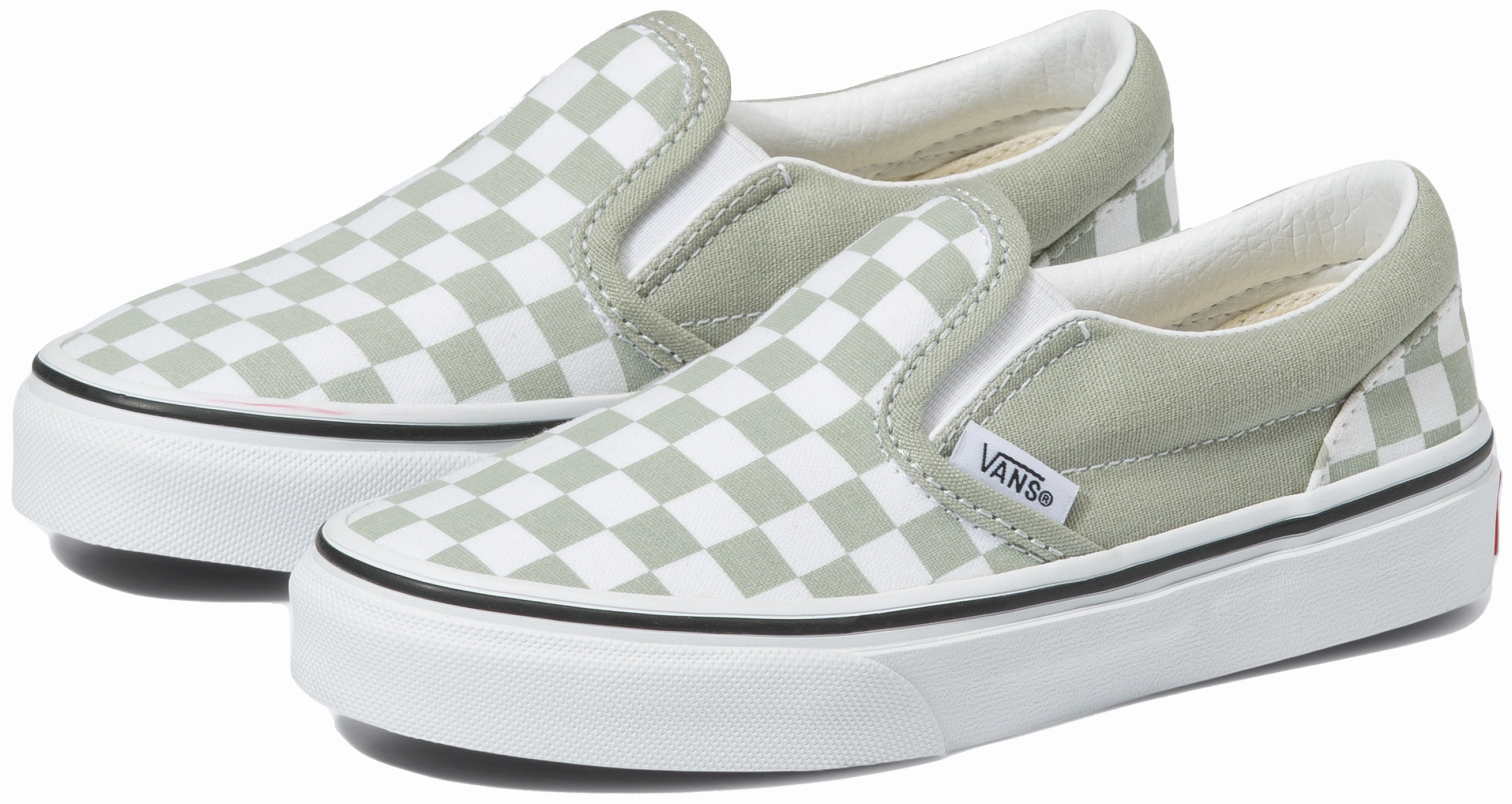 Bold Tone Vans Kids Classic Slip-On Checkerboard Desert Sage