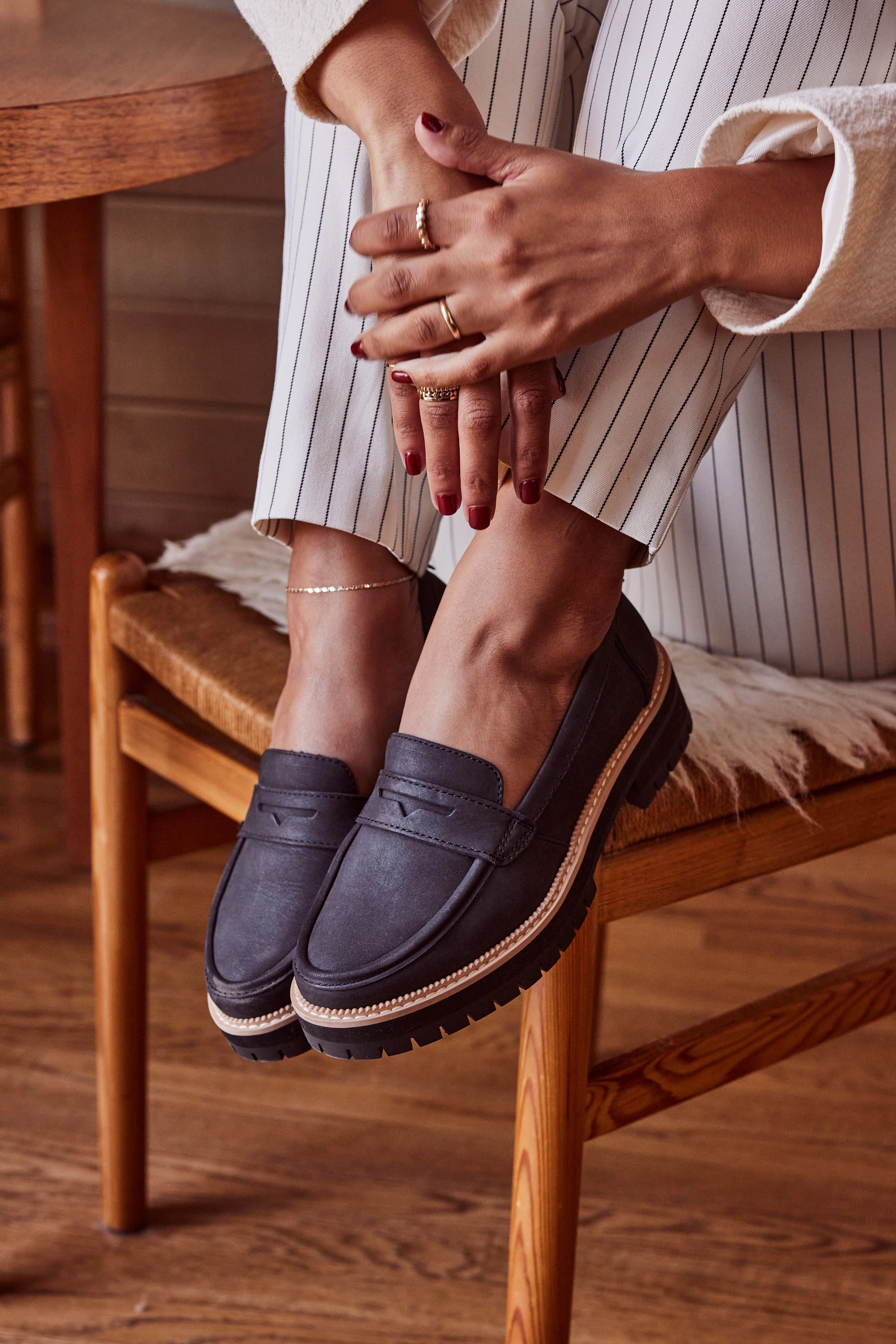 Relax Fit Step Comfort Fit Cara Loafer - Black Leather