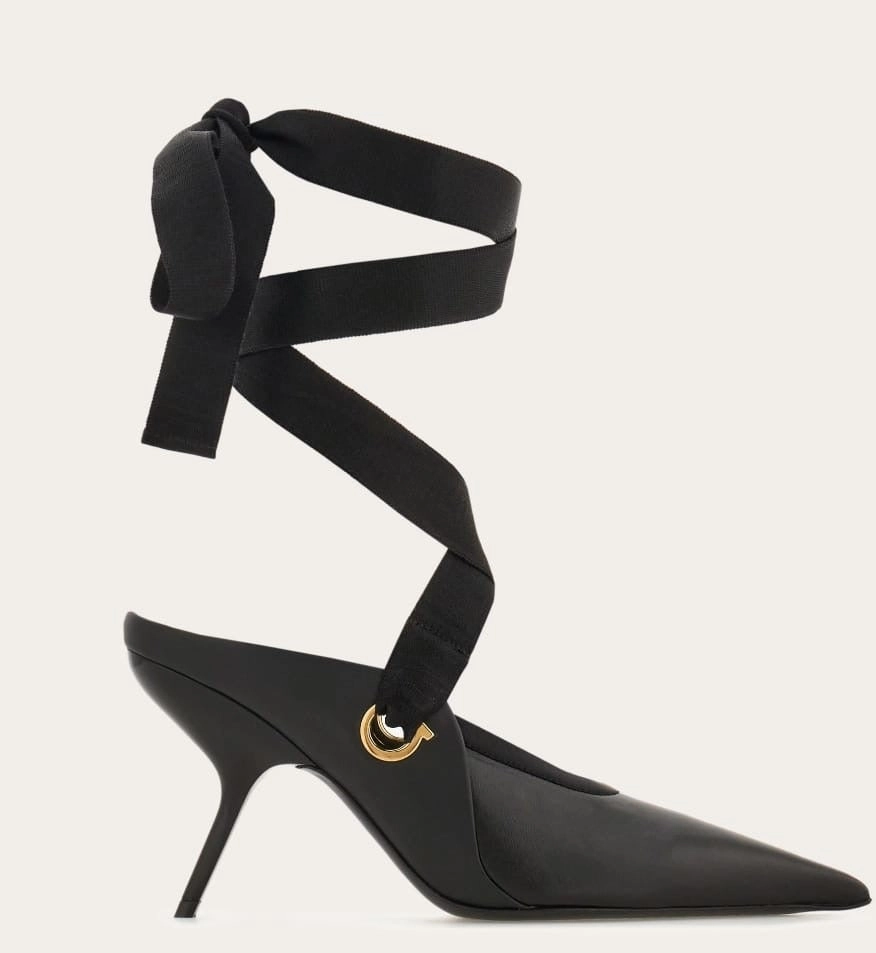 Good Traction Ceris Pointed mule with ankle ribbon