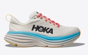 Hoka One One Women's Bondi 8 Sneaker Blanc De Blanc / Swim Day High Rebound Insoles