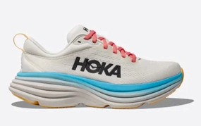 Hoka One One Women's Bondi 8 Sneaker Blanc De Blanc / Swim Day High Rebound Insoles