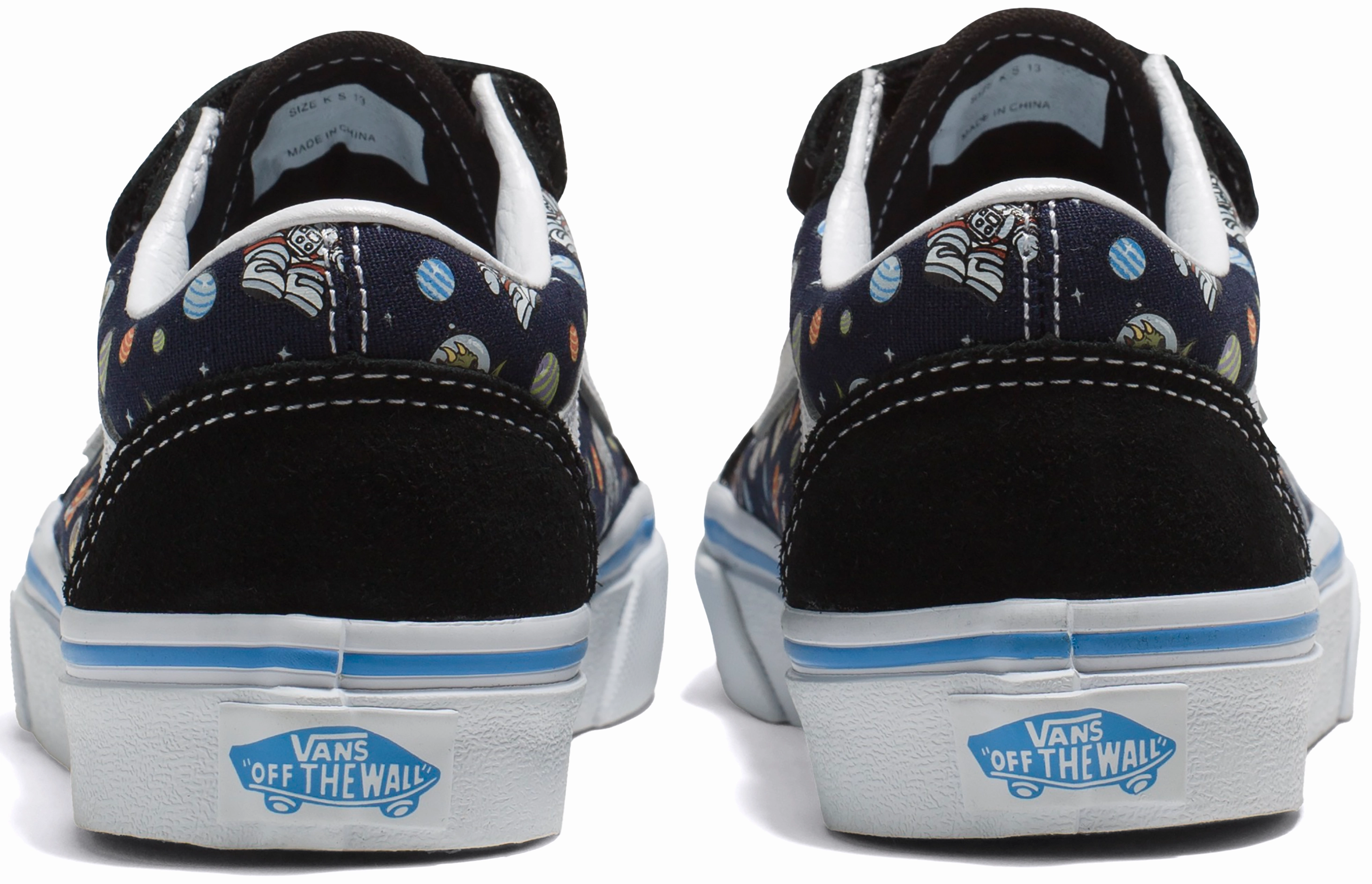 Vans Kids Old Skool V Glow Cosmic Zoo Black/Blue Colorful kids' fashion
