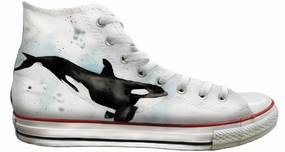 Baggins Original Hi Top Gabby Guglielmi Watercolour Whales Ankle wrap