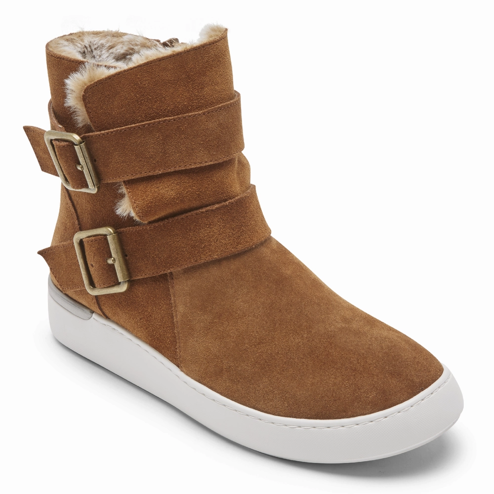 Cobb Hill Women's Elysse Buckle Boots Tan City Utility Insulated Fit