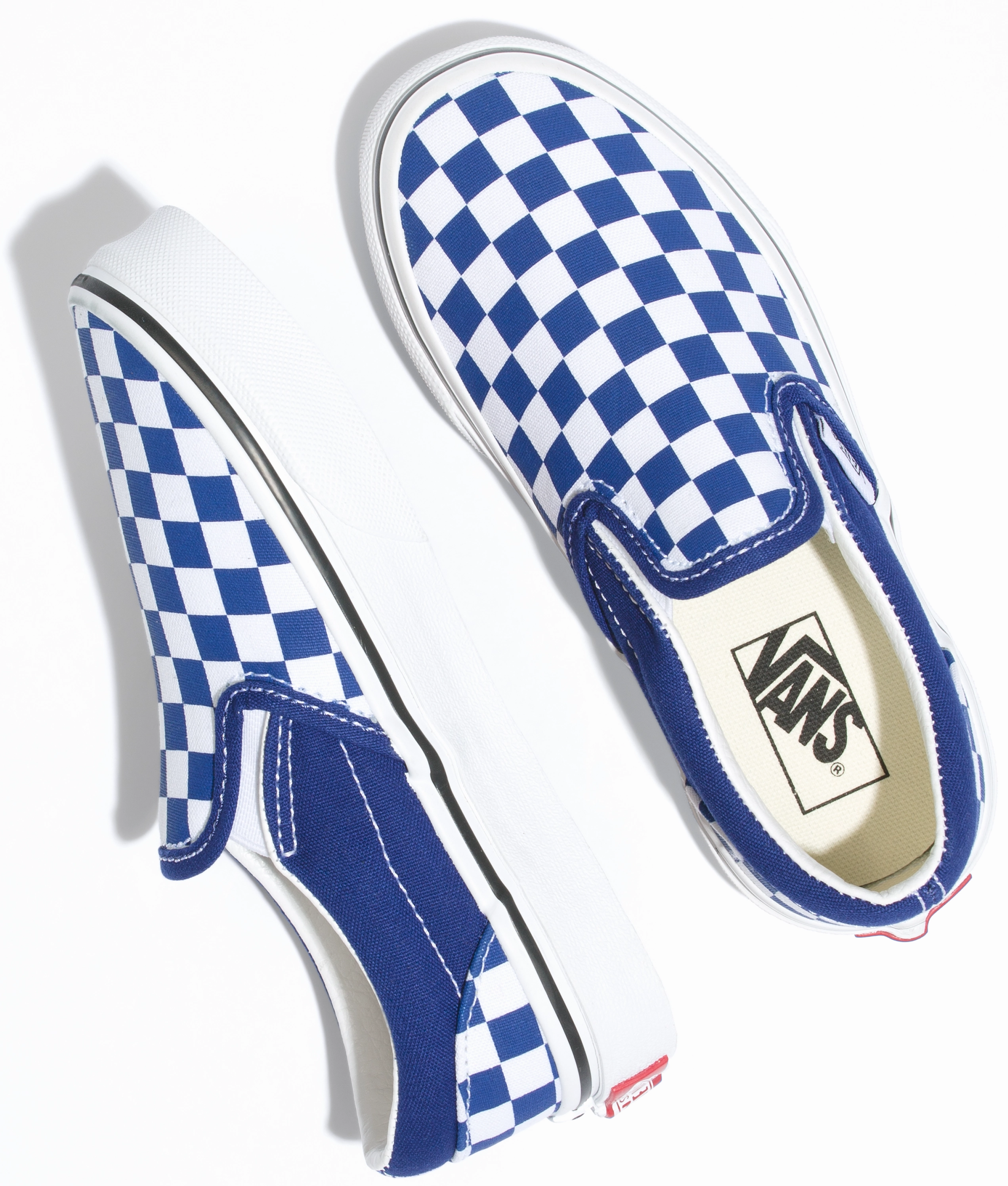 Preschoolers' fashion Reinforced toe Vans Kids Classic Slip-On Checkerboard Blueprint