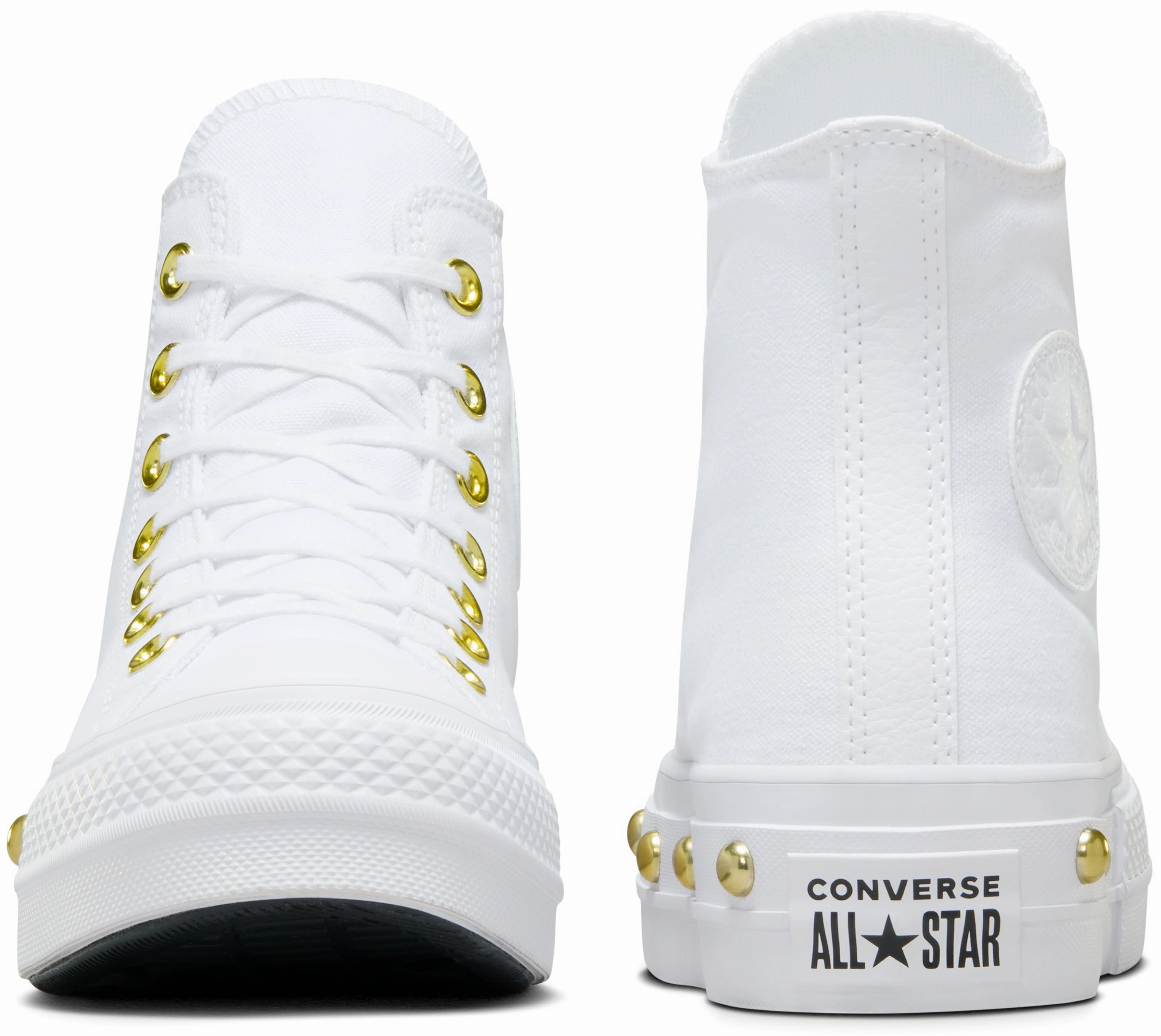 Adjustable Fit Converse Womens Chuck Taylor All Star Hi Top Lift White/ Gold