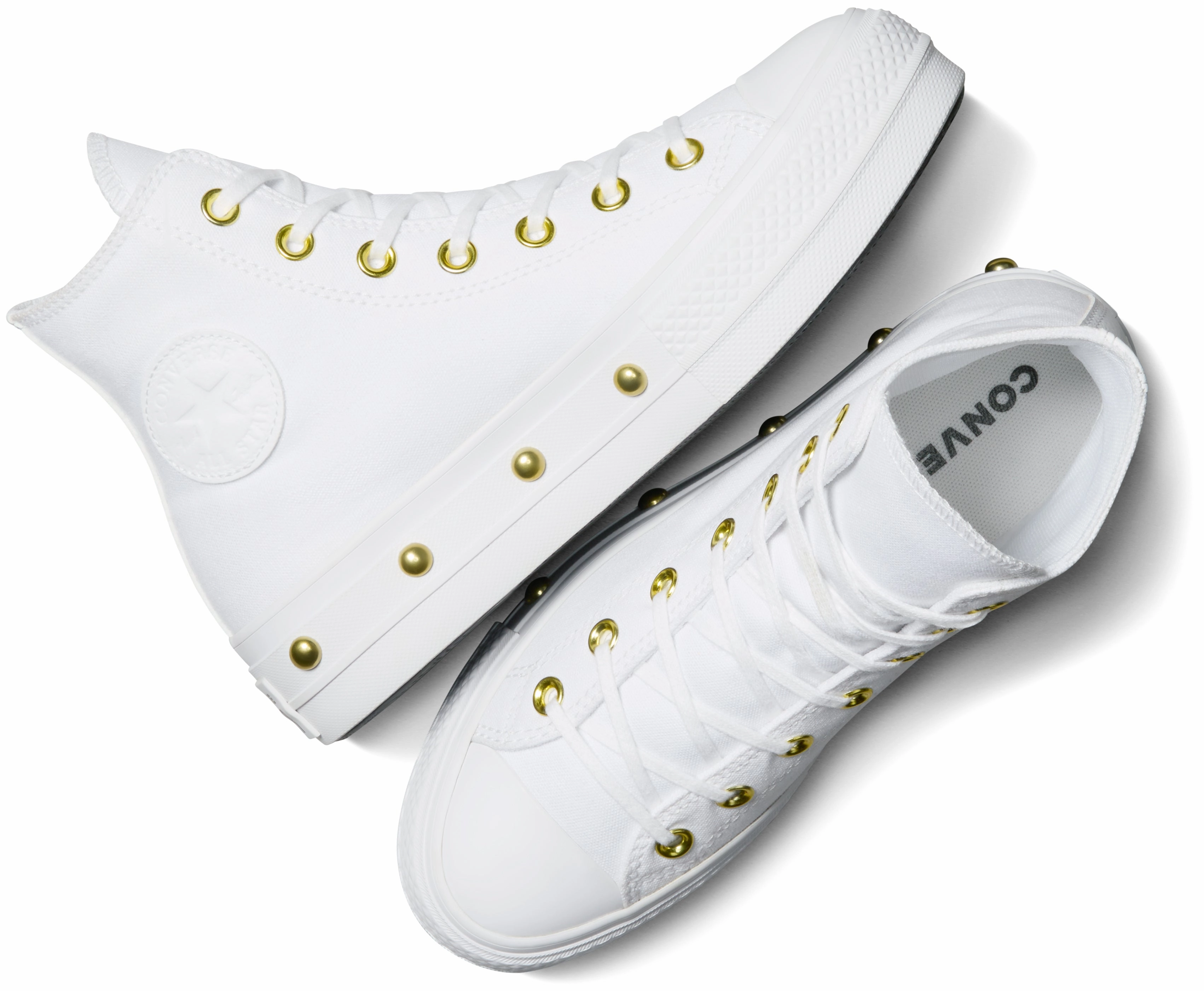 Stone Grip Converse Womens Chuck Taylor All Star Hi Top Lift White/ Gold